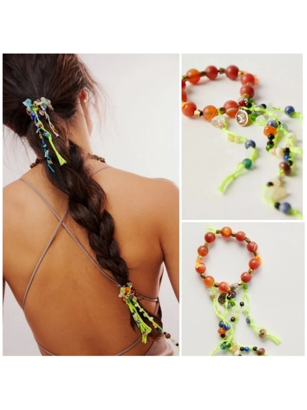 Free People X Ariana Ost: Sand Drip Beaded Hair Tie|NWT